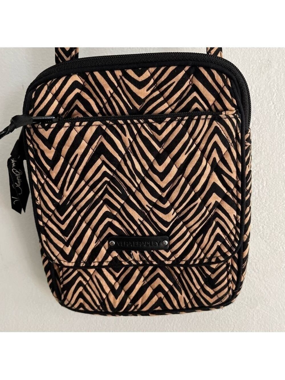 Vera Bradley Mini Hipster Purse Crossbody Bag Zebra Tan Black